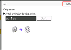 Illustration af skærmen på betjeningspanelet