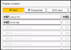Illustration af skærmen på betjeningspanelet