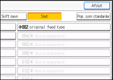 Illustration af skærmen på betjeningspanelet