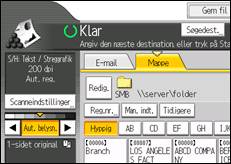 Illustration af skærmen på betjeningspanelet