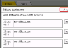 Illustration af skærmen på betjeningspanelet