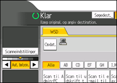 Illustration af skærmen på betjeningspanelet
