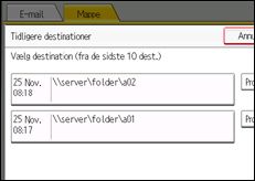 Illustration af skærmen på betjeningspanelet