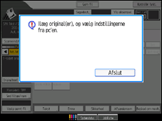 Illustration af skærmen på betjeningspanelet