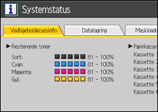 Illustration af skærmen på betjeningspanelet