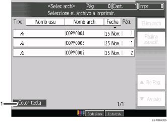 Ilustraci&oacute;n con llamadas numeradas de la pantalla del panel de operaciones