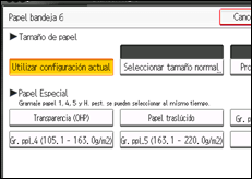 Ilustración de la pantalla panel de mandos