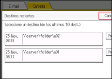 Ilustración de la pantalla panel de mandos