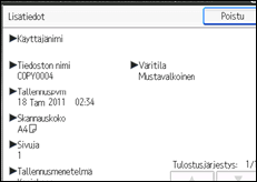 Kuva laitteen näytöstä