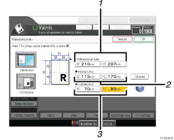 Käyttöpaneelin numeroitu näyttö