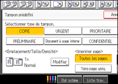 Illustration de l'écran du panneau de commande