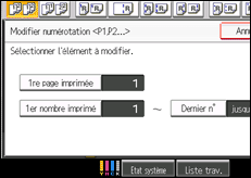 Illustration de l'écran du panneau de commande