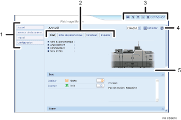 Illustration de l'écran du navigateur Web Illustration avec légende numérotée