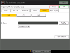Illustration de l'écran du panneau de commande