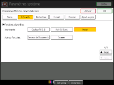 Illustration de l'écran du panneau de commande