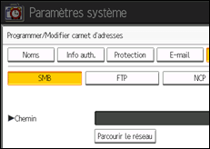 Illustration de l'écran du panneau de commande