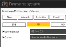 Illustration de l'écran du panneau de commande