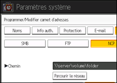 Illustration de l'écran du panneau de commande