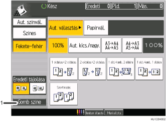Kezelőpanel képernyőjének számozott jelölésű illusztrálása