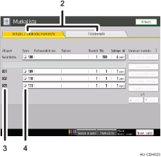 Kezelőpanel képernyőjének számozott jelölésű illusztrálása