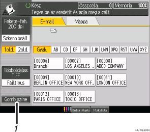 Kezelőpanel képernyőjének számozott jelölésű illusztrálása