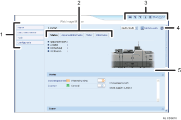 Schermafbeelding van webbrowser (afbeelding met genummerde verklaringen)