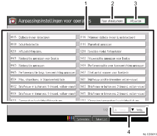 Genummerde afbeelding van bedieningspaneel