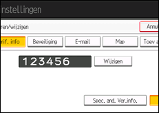 Schermafbeelding bedieningspaneel