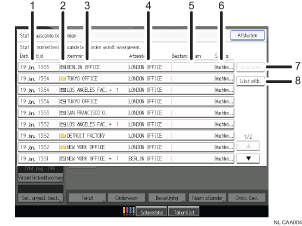 Genummerde afbeelding van het scherm van het bedieningspaneel