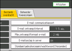 Schermafbeelding bedieningspaneel