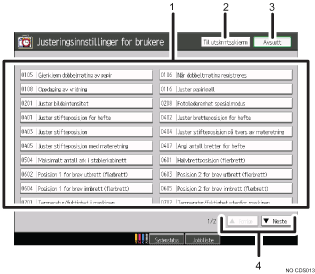 Nummererte illustrasjon av brukerskjermbildet