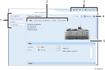 Ilustracja ekranu przeglądarki internetowej — ilustracja z numerowanymi odnośnikami