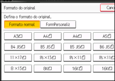 Ilustração do ecrã do painel de operação