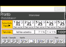 Ilustração do ecrã do painel de operação