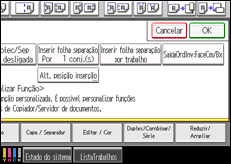 Ilustração do ecrã do painel de operação