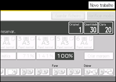 Ilustração do ecrã do painel de operação