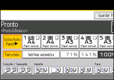 Ilustração do ecrã do painel de operação