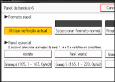 Ilustração do ecrã do painel de operação