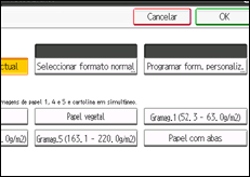 Ilustração do ecrã do painel de operação