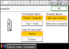 Ilustração do ecrã do painel de operação