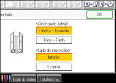 Ilustração do ecrã do painel de operação