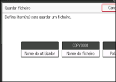 Ilustração do ecrã do painel de operação