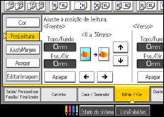 Ilustração do ecrã do painel de operação