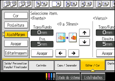 Ilustração do ecrã do painel de operação