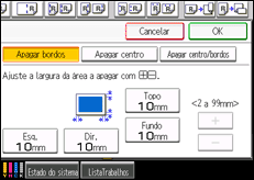 Ilustração do ecrã do painel de operação