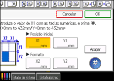Ilustração do ecrã do painel de operação