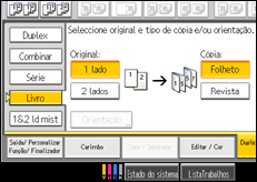 Ilustração do ecrã do painel de operação