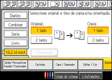 Ilustração do ecrã do painel de operação