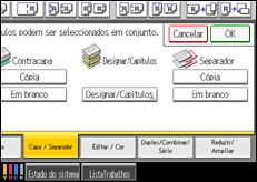 Ilustração do ecrã do painel de operação