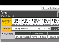 Ilustração do ecrã do painel de operação